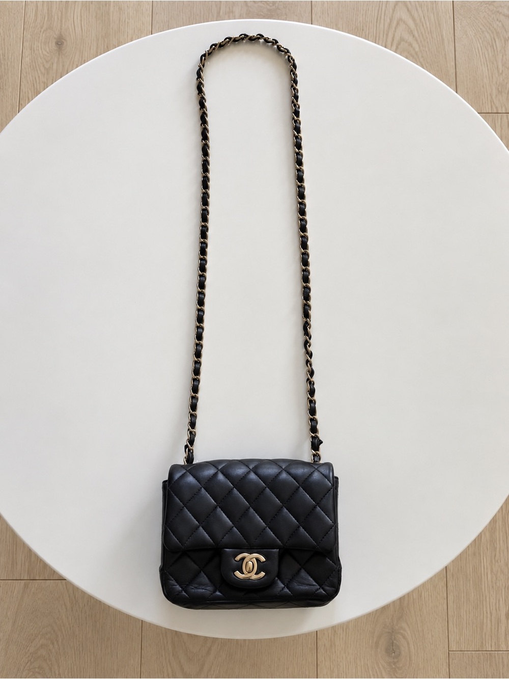CHANEL Mini Square Classic Flap Bag Black